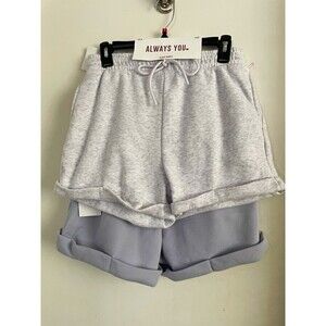 Always You Women's Fleece Sweat Shorts 2 Pack Gray Size M Drawstring Elastic